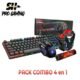 Pack gaming all in one 4 en 1 clavier gamer, souris 7 buttons + casque et tapis